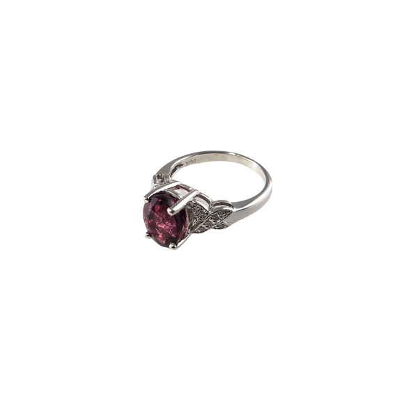 Vintage 14K White Gold Pink Tourmaline and Diamond Ring Size 6.5-6.75 #13768 - Picture 4 of 9